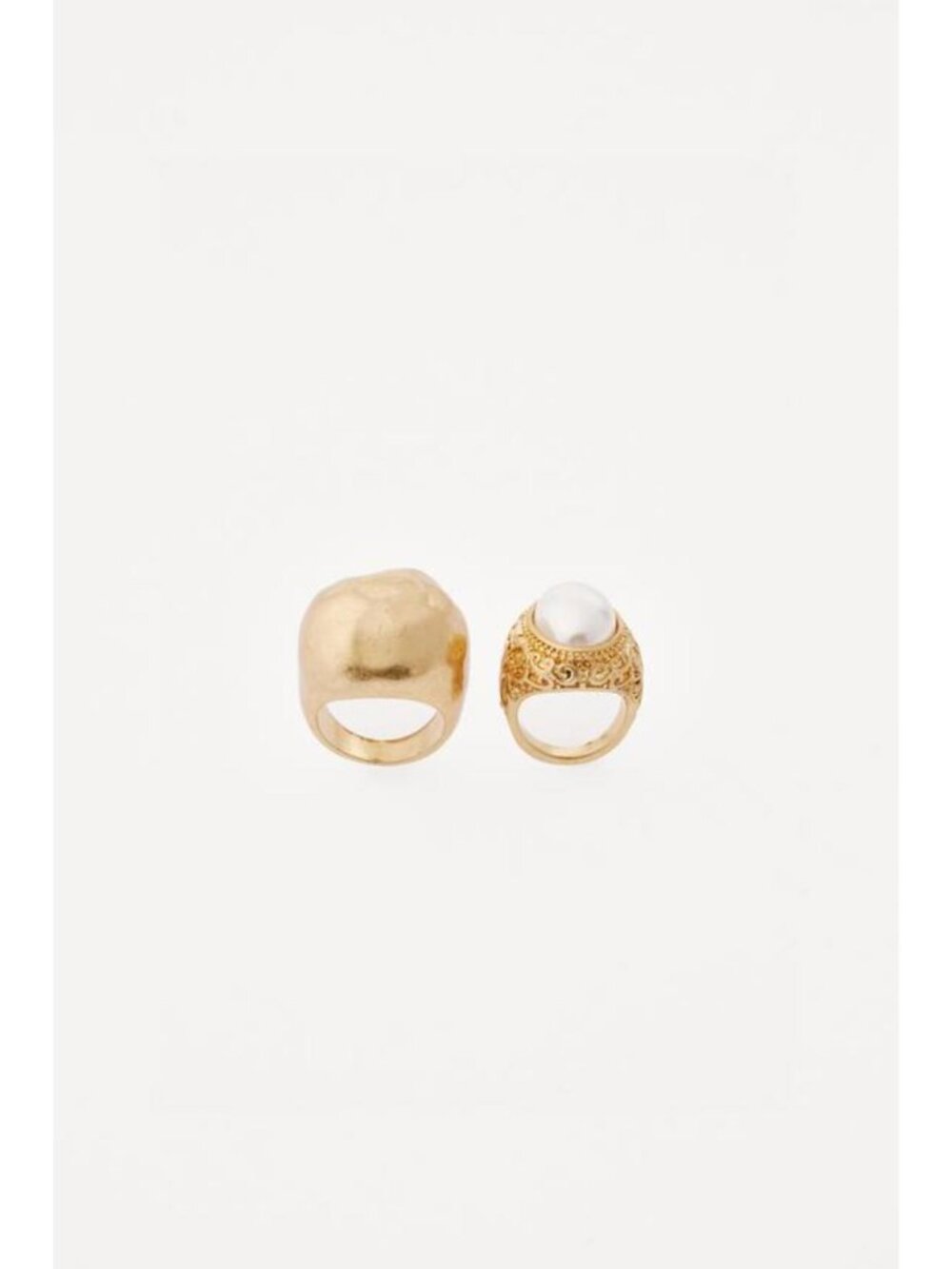 ZARA 2-PACK OF MAXI PEARL METAL RINGS - Picture 4 of 4